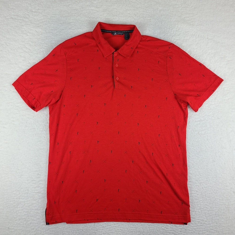 Adidas Adicross Polo Shirt Mens Large Dark Red Performance Golf Allover Print